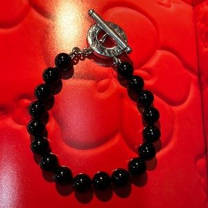 Tiffany & Co. Vintage Black Onyx Bead Bracelet in Silver